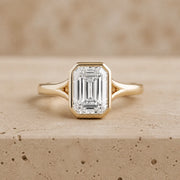 3 CT Emerald Lab-Grown Diamond Art Deco Bezel-Set Split-Shank Engagement Ring
