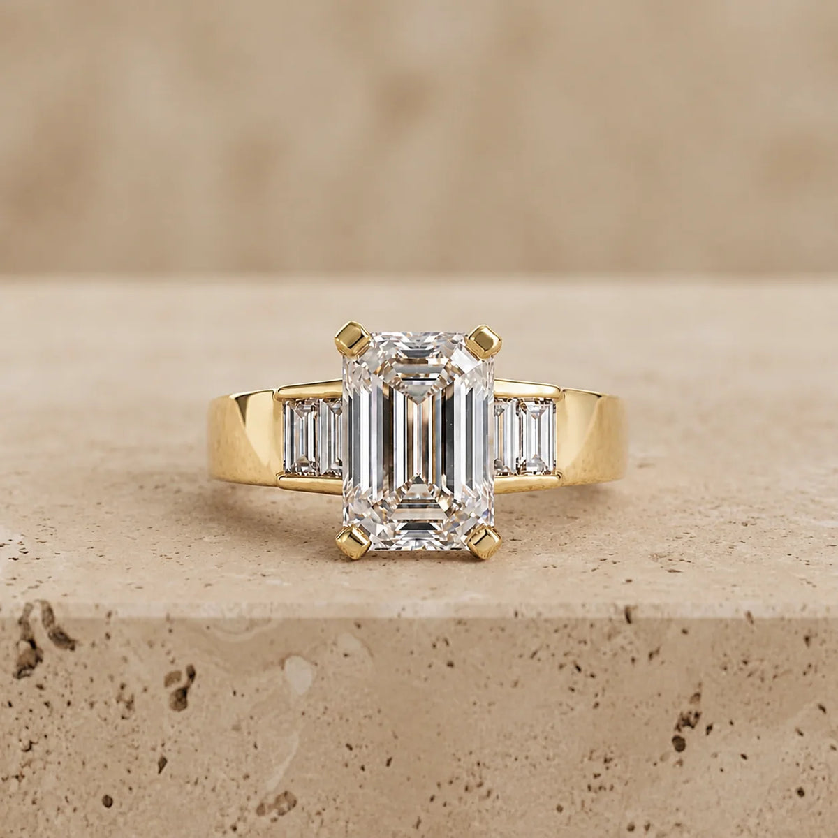 3 CT Emerald Lab-Grown Diamond Channel-Set Band Engagement Ring