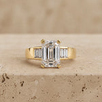 3 CT Emerald Lab-Grown Diamond Channel-Set Band Engagement Ring