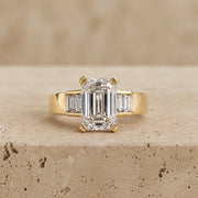 3 CT Emerald Lab-Grown Diamond Channel-Set Band Engagement Ring