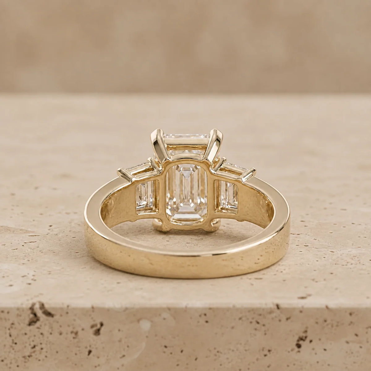 3 CT Emerald Lab-Grown Diamond Channel-Set Band Engagement Ring