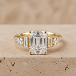 3 CT Emerald Lab-Grown Diamond Five-Stone Engagement Ring