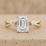 3 CT Emerald Lab-Grown Diamond Leaf & Vine Engagement Ring