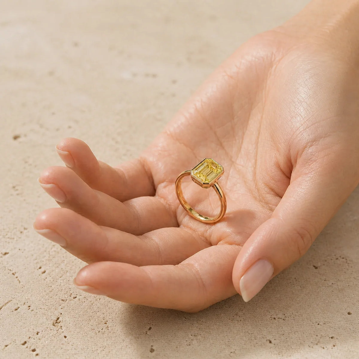 3 CT Fancy Vivid Yellow Emerald Lab-Grown Diamond Engagement Ring