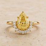 3 CT Fancy Vivid Yellow Pear Lab-Grown Diamond Engagement Ring