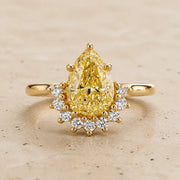 3 CT Fancy Vivid Yellow Pear Lab-Grown Diamond Engagement Ring