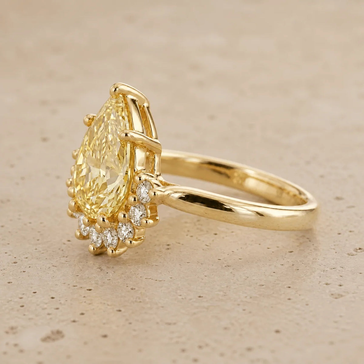 3 CT Fancy Vivid Yellow Pear Lab-Grown Diamond Engagement Ring