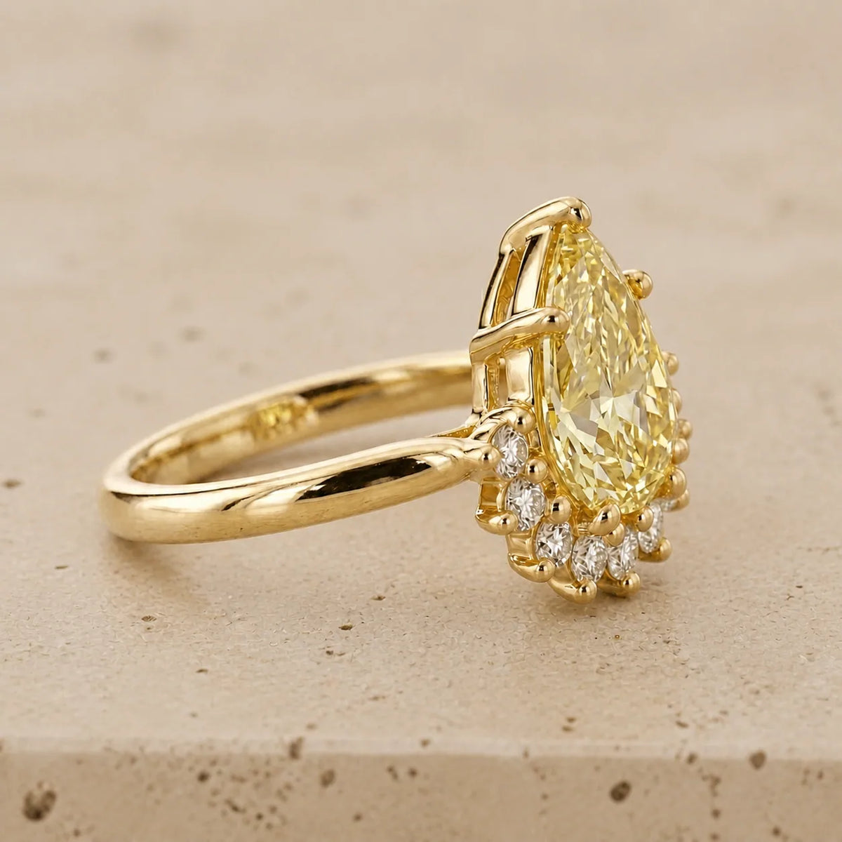 3 CT Fancy Vivid Yellow Pear Lab-Grown Diamond Engagement Ring