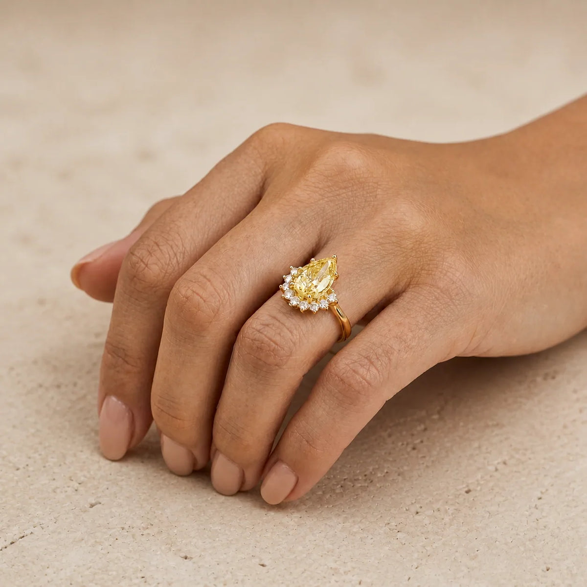 3 CT Fancy Vivid Yellow Pear Lab-Grown Diamond Engagement Ring