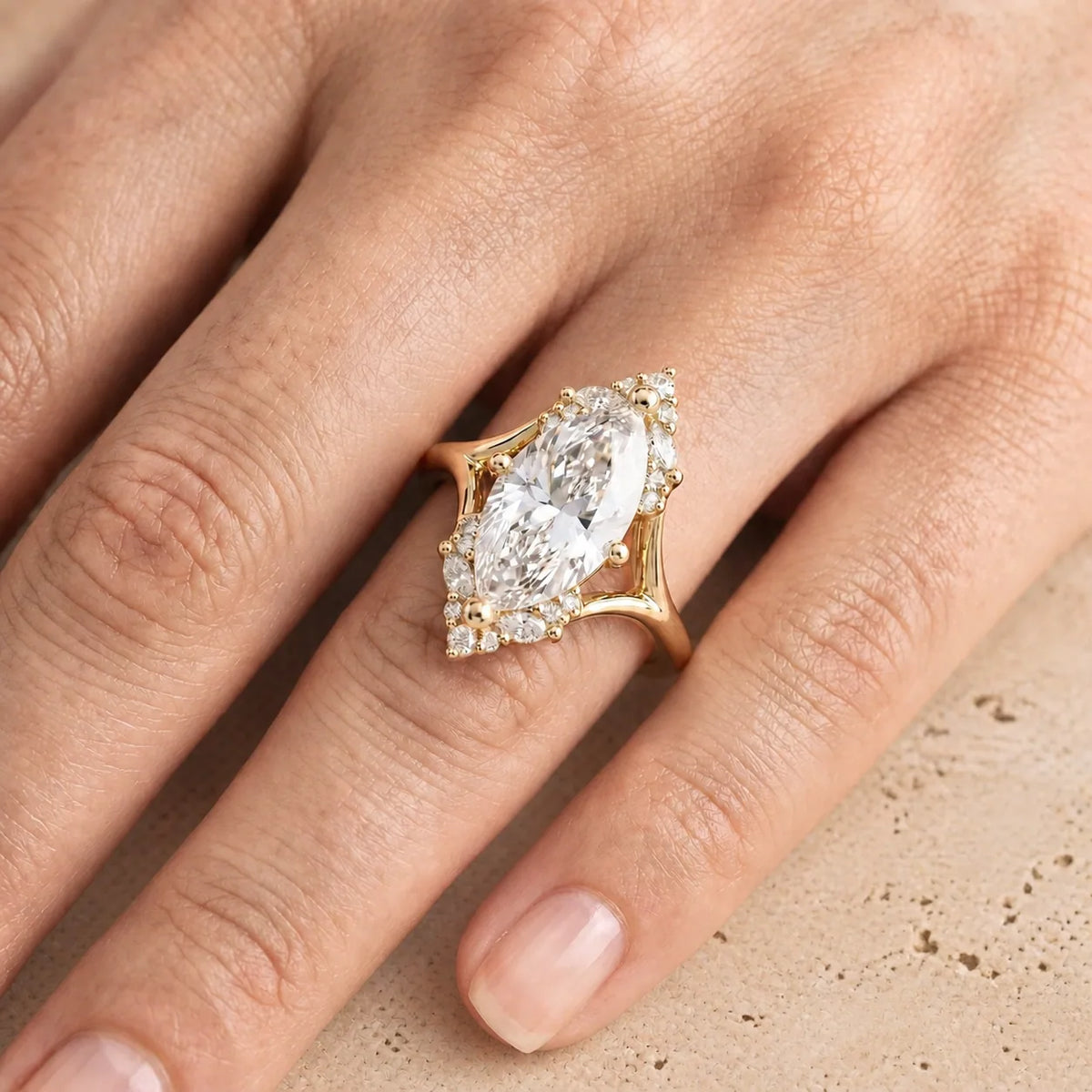3 CT Marquise Lab-Grown Diamond Split-Shank Engagement Ring