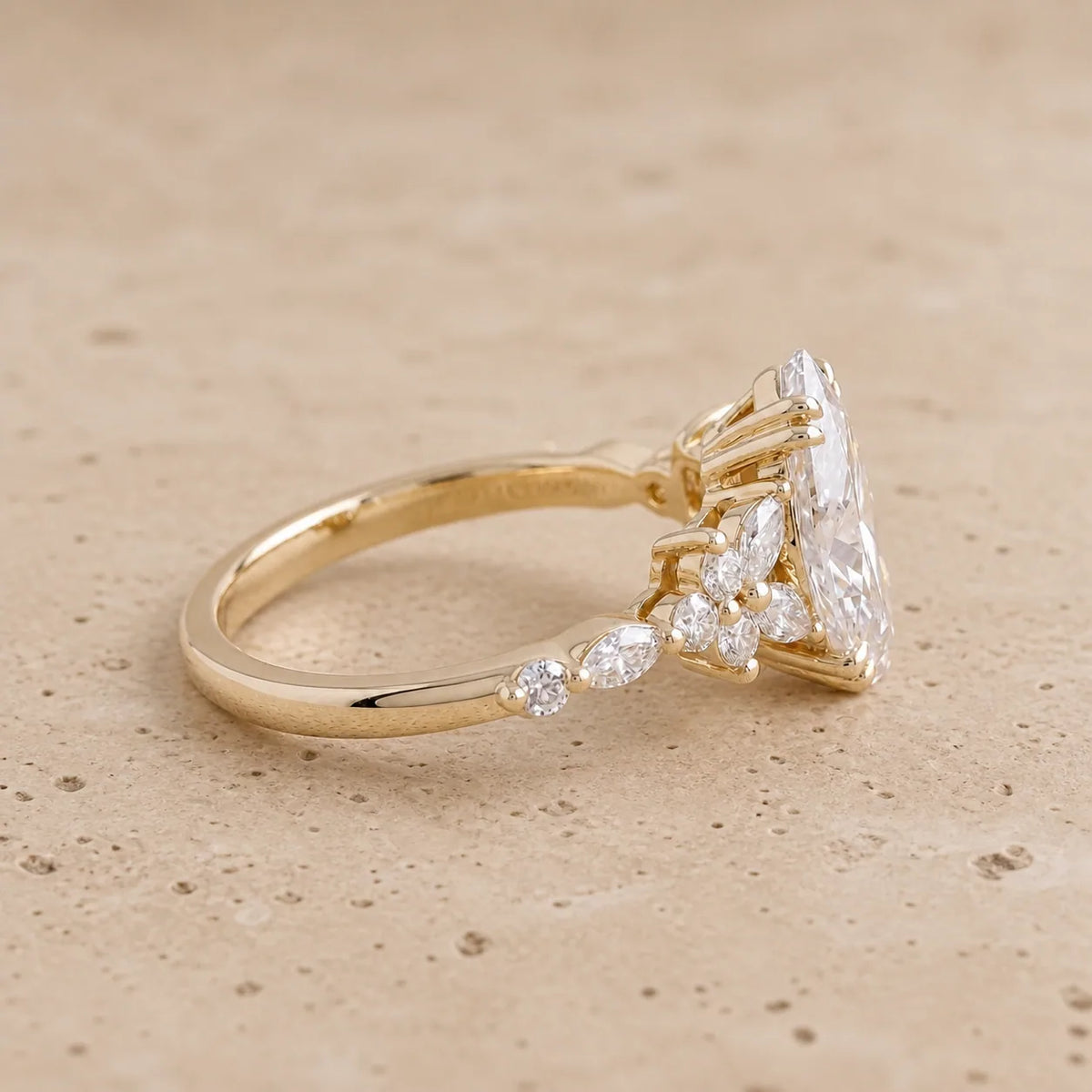 3 CT Marquise Lab-Grown Diamond Vintage-Inspired Nature-Inspired Engagement Ring