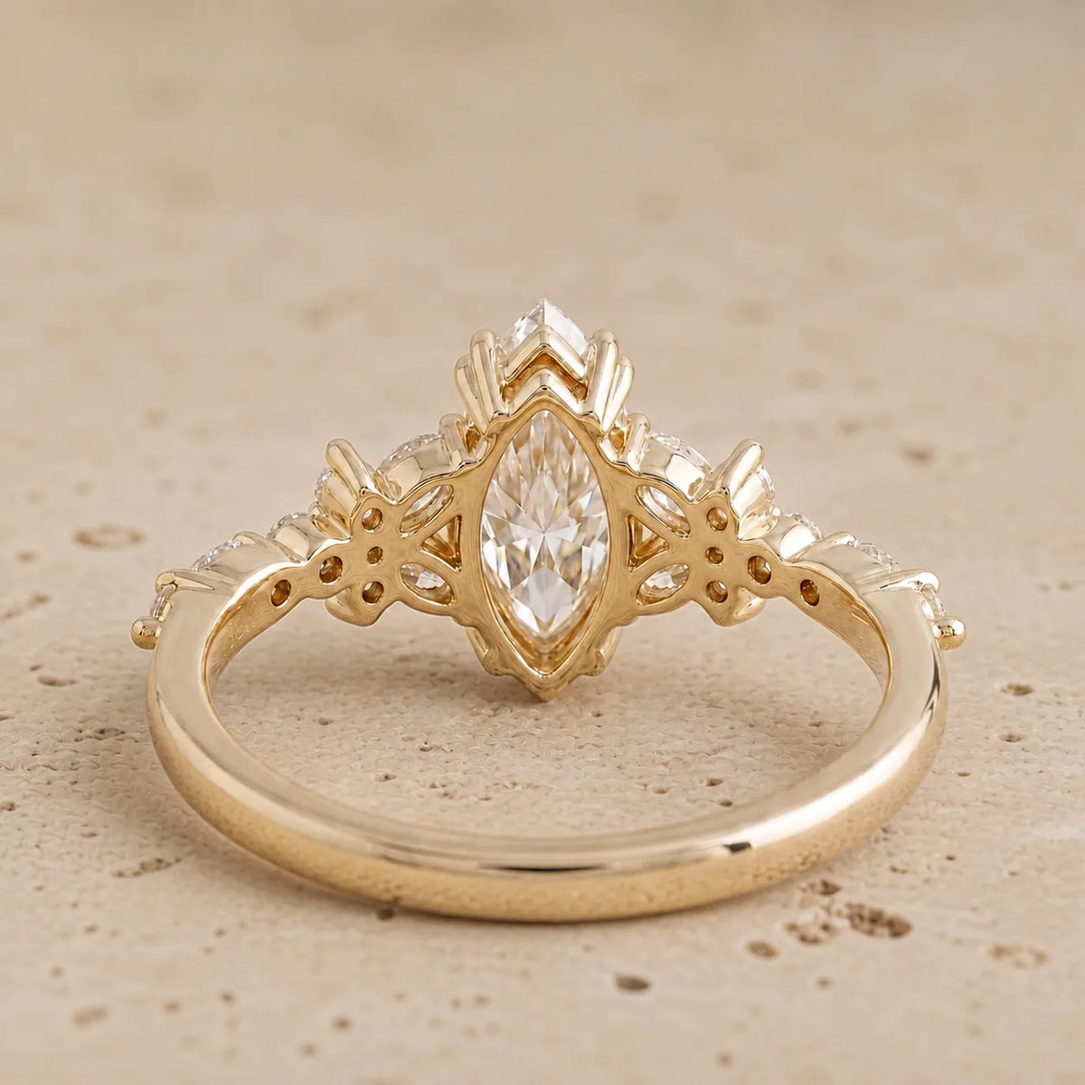 3 CT Marquise Lab-Grown Diamond Vintage-Inspired Nature-Inspired Engagement Ring