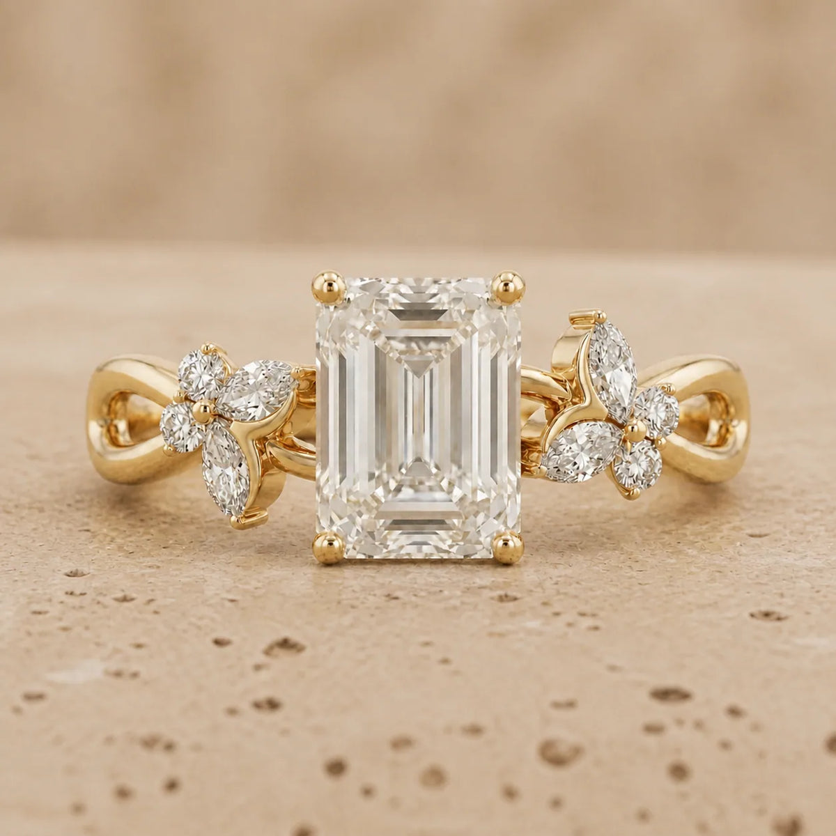 3 CT Marquise Lab-Grown Diamond Vintage-Inspired Nature-Inspired Engagement Ring