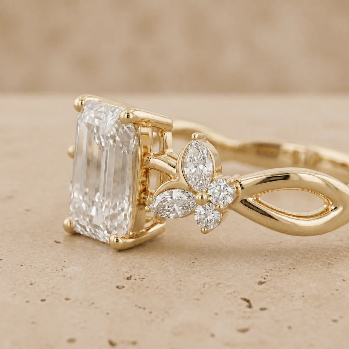 3 CT Marquise Lab-Grown Diamond Vintage-Inspired Nature-Inspired Engagement Ring