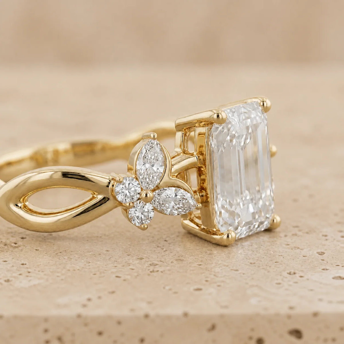 3 CT Marquise Lab-Grown Diamond Vintage-Inspired Nature-Inspired Engagement Ring