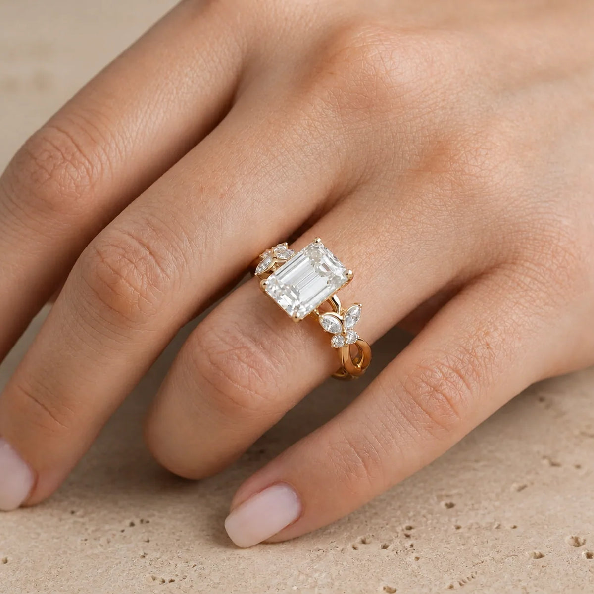 3 CT Marquise Lab-Grown Diamond Vintage-Inspired Nature-Inspired Engagement Ring