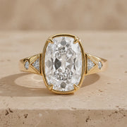 3 CT Old Mine Elongated Cushion Lab-Grown Diamond Bezel-Set Wide-Band Engagement Ring