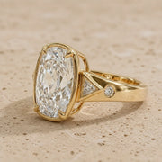3 CT Old Mine Elongated Cushion Lab-Grown Diamond Bezel-Set Wide-Band Engagement Ring