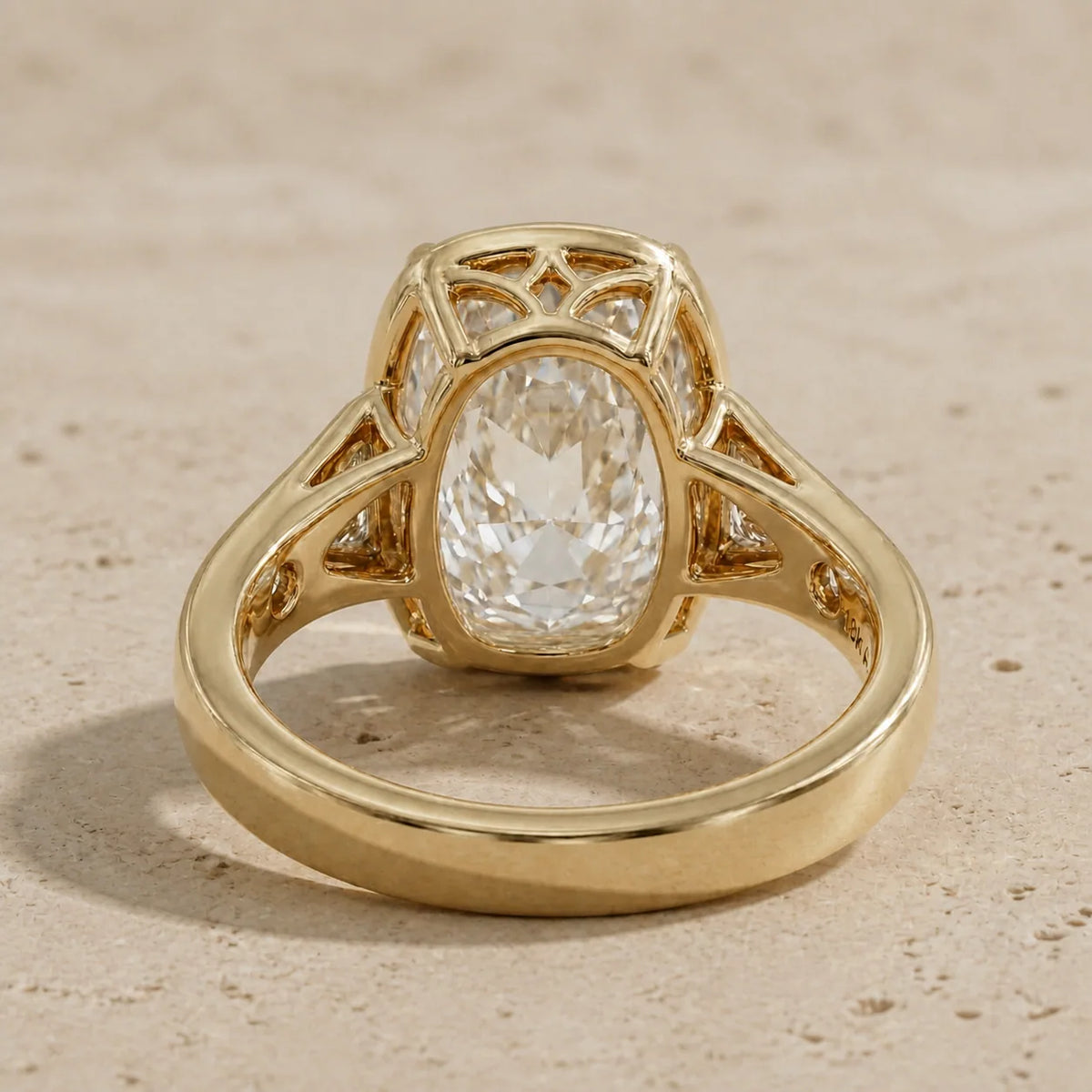 3 CT Old Mine Elongated Cushion Lab-Grown Diamond Bezel-Set Wide-Band Engagement Ring