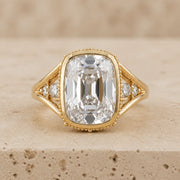 3 CT Old Mine Elongated Cushion Lab-Grown Diamond Victorian-Inspired Bezel-Set Split-Shank Engagement Ring