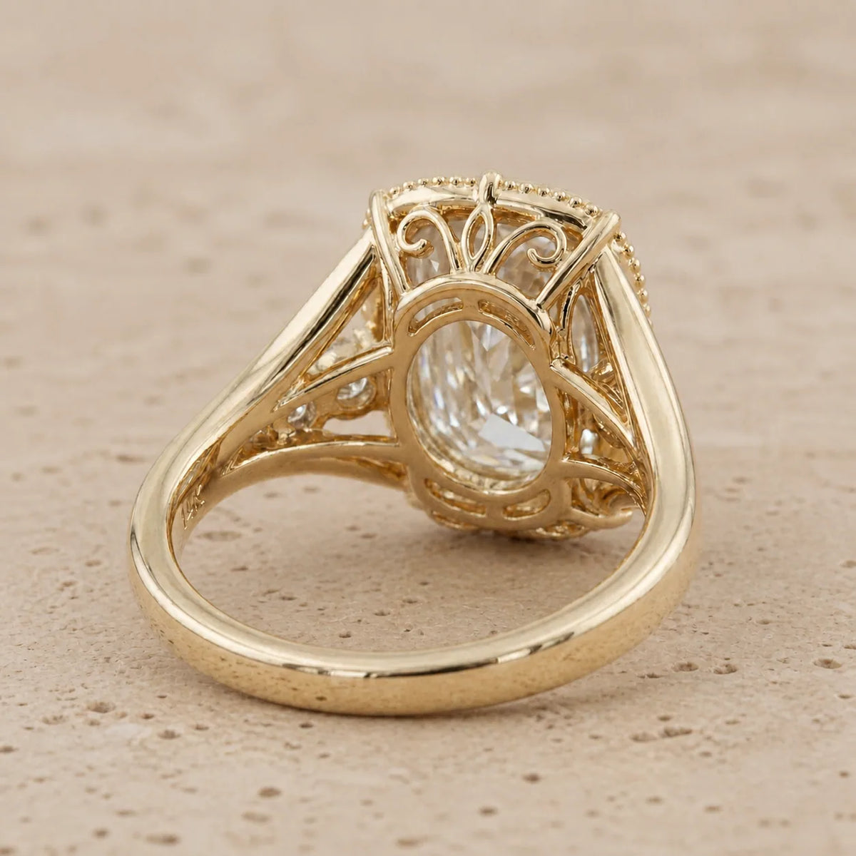 3 CT Old Mine Elongated Cushion Lab-Grown Diamond Victorian-Inspired Bezel-Set Split-Shank Engagement Ring