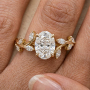 3 CT Oval Lab-Grown Diamond Antique-Inspired Nature-Inspired Engagement Ring