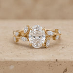 3 CT Oval Lab-Grown Diamond Antique-Inspired Nature-Inspired Engagement Ring