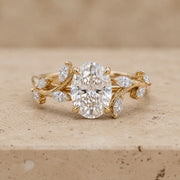 3 CT Oval Lab-Grown Diamond Antique-Inspired Nature-Inspired Engagement Ring
