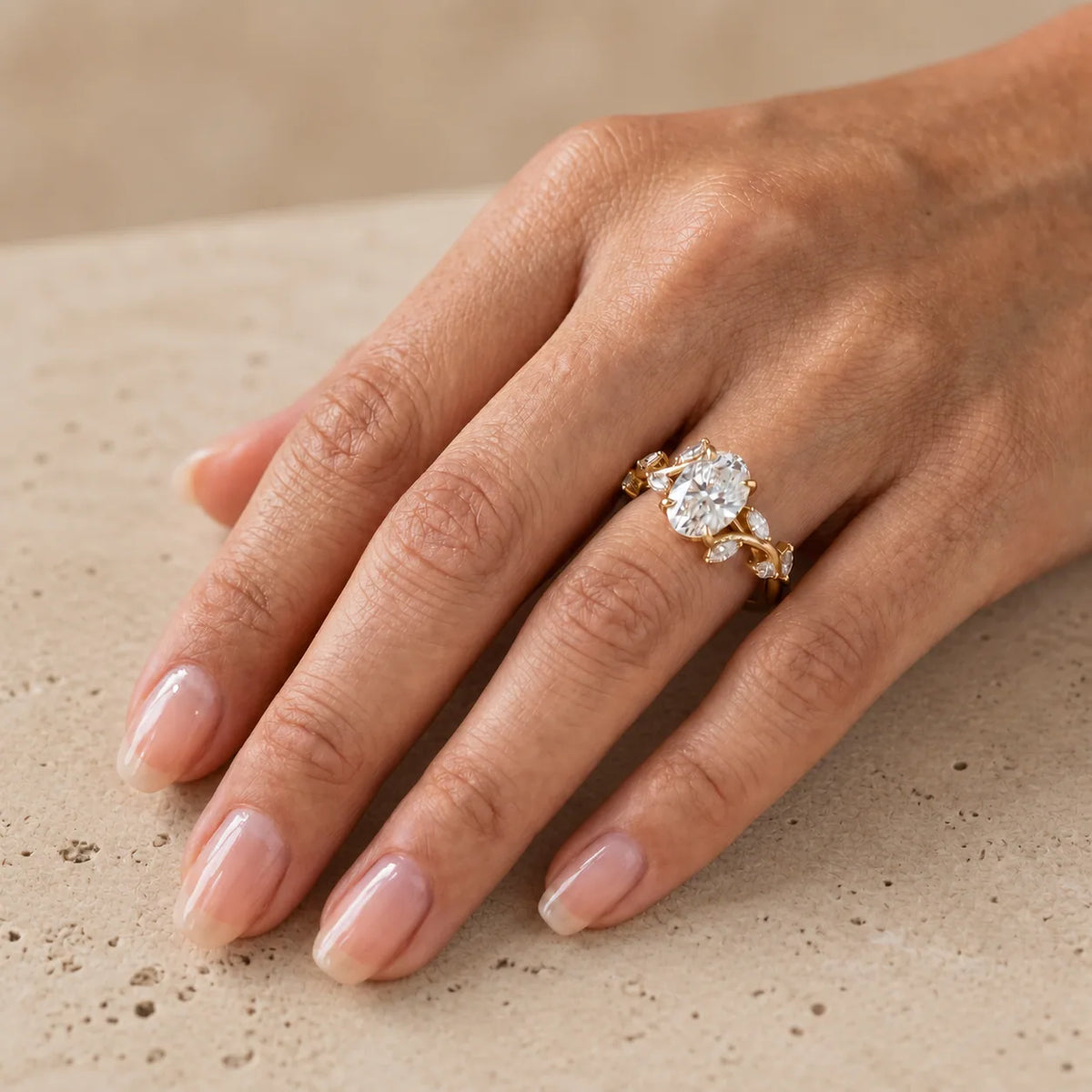 3 CT Oval Lab-Grown Diamond Antique-Inspired Nature-Inspired Engagement Ring