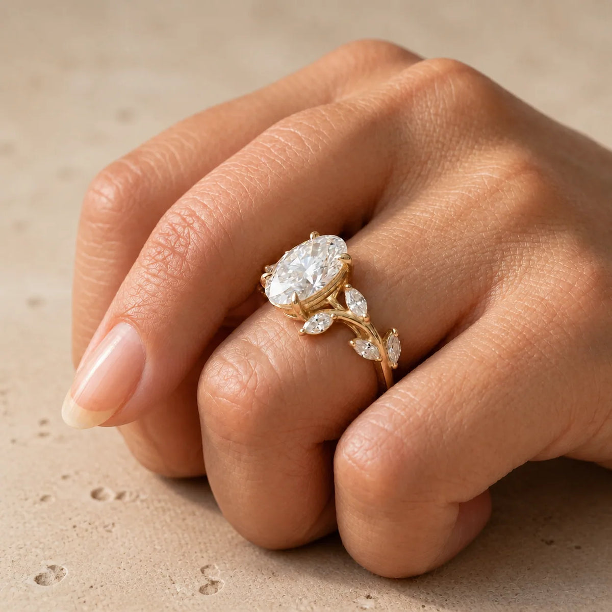 3 CT Oval Lab-Grown Diamond Antique-Inspired Nature-Inspired Engagement Ring