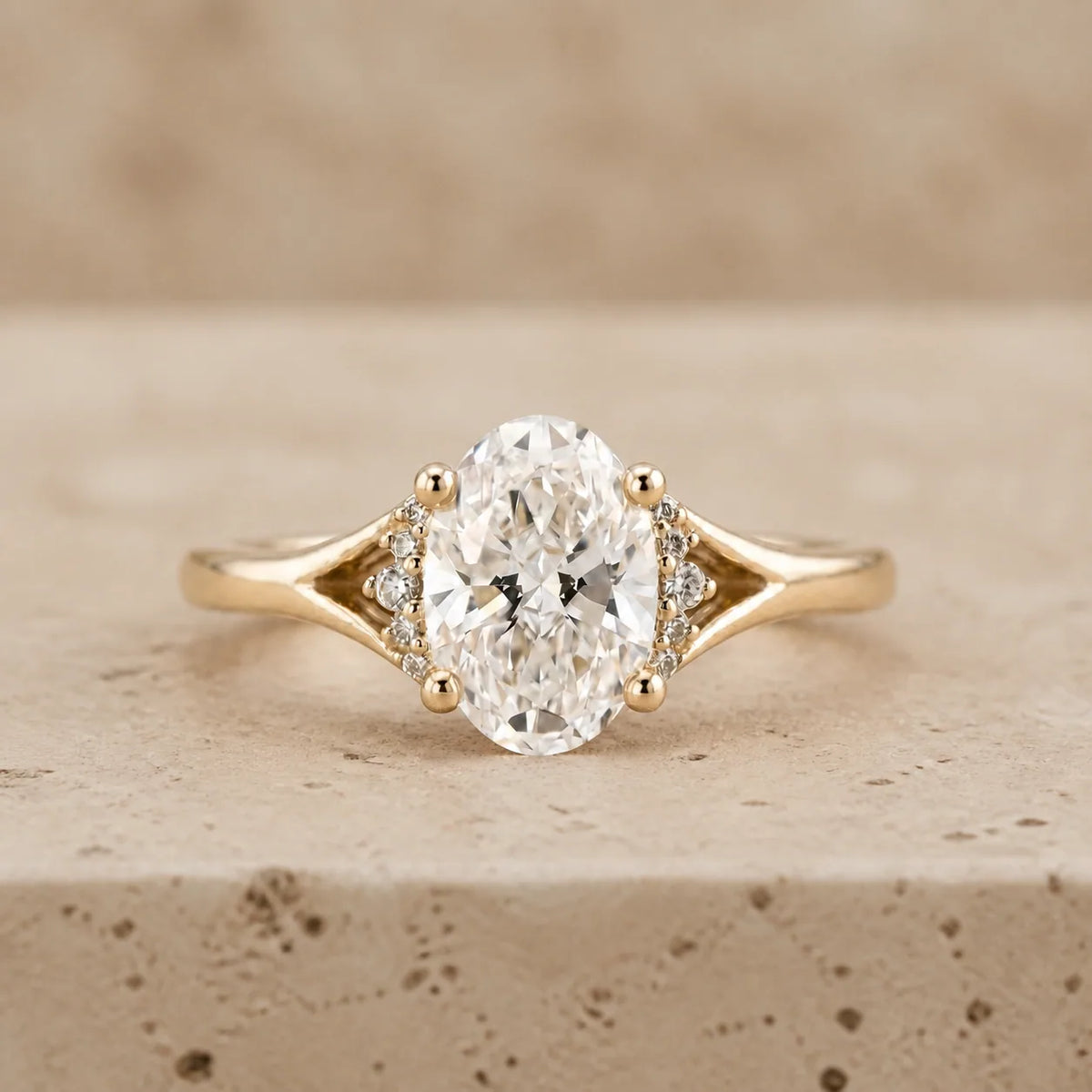 3 CT Oval Lab-Grown Diamond Art Deco Split-Shank Engagement Ring