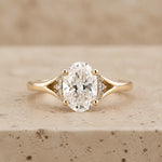 3 CT Oval Lab-Grown Diamond Art Deco Split-Shank Engagement Ring