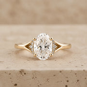 3 CT Oval Lab-Grown Diamond Art Deco Split-Shank Engagement Ring