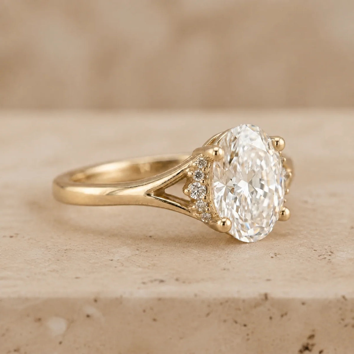 3 CT Oval Lab-Grown Diamond Art Deco Split-Shank Engagement Ring