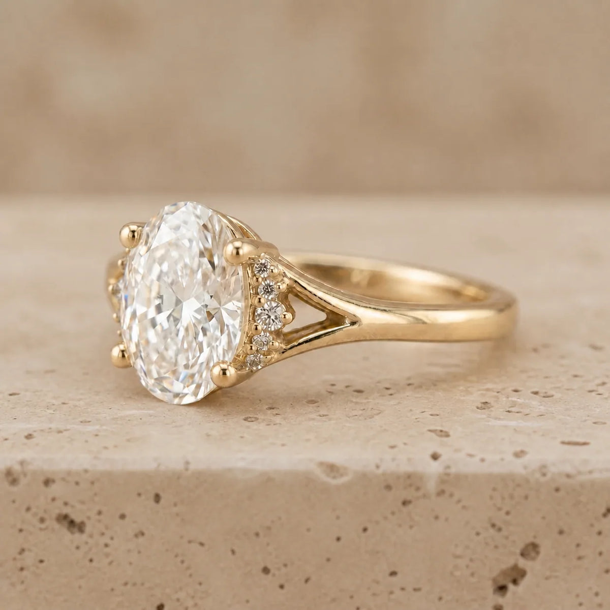 3 CT Oval Lab-Grown Diamond Art Deco Split-Shank Engagement Ring