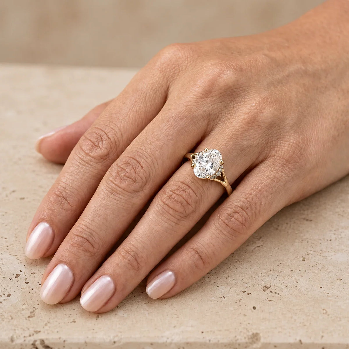 3 CT Oval Lab-Grown Diamond Art Deco Split-Shank Engagement Ring