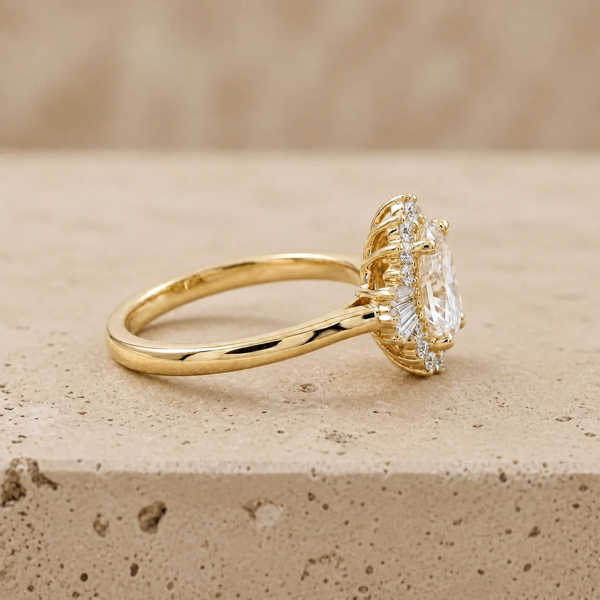 3 CT Oval Lab-Grown Diamond Art Deco Starburst Engagement Ring
