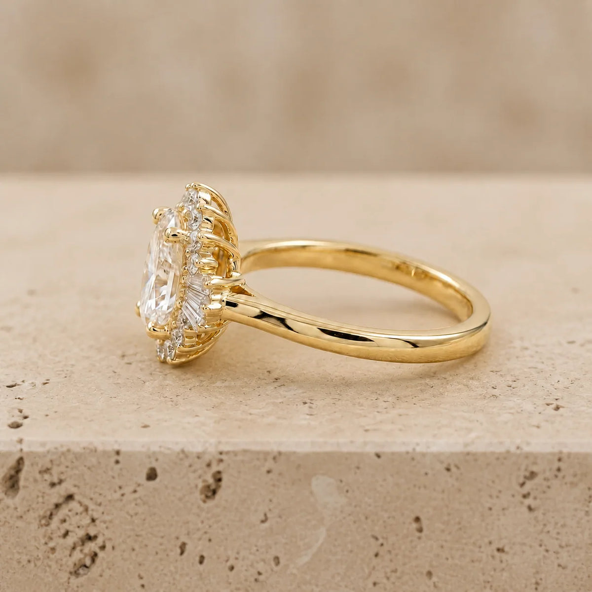 3 CT Oval Lab-Grown Diamond Art Deco Starburst Engagement Ring