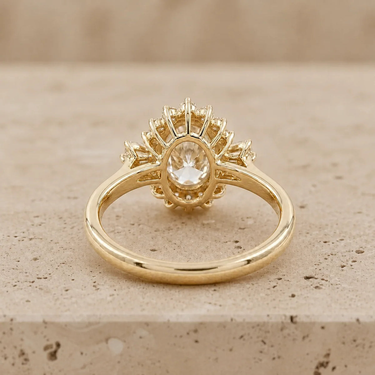 3 CT Oval Lab-Grown Diamond Art Deco Starburst Engagement Ring