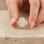 3 CT Oval Lab-Grown Diamond Art Deco Starburst Engagement Ring