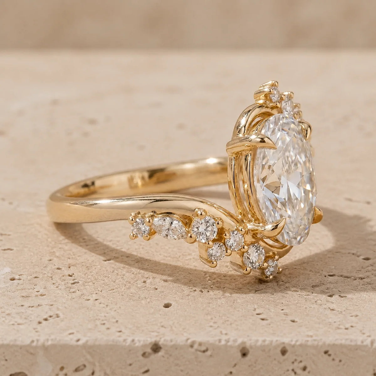 3 CT Oval Lab-Grown Diamond Bypass Engagement Ring