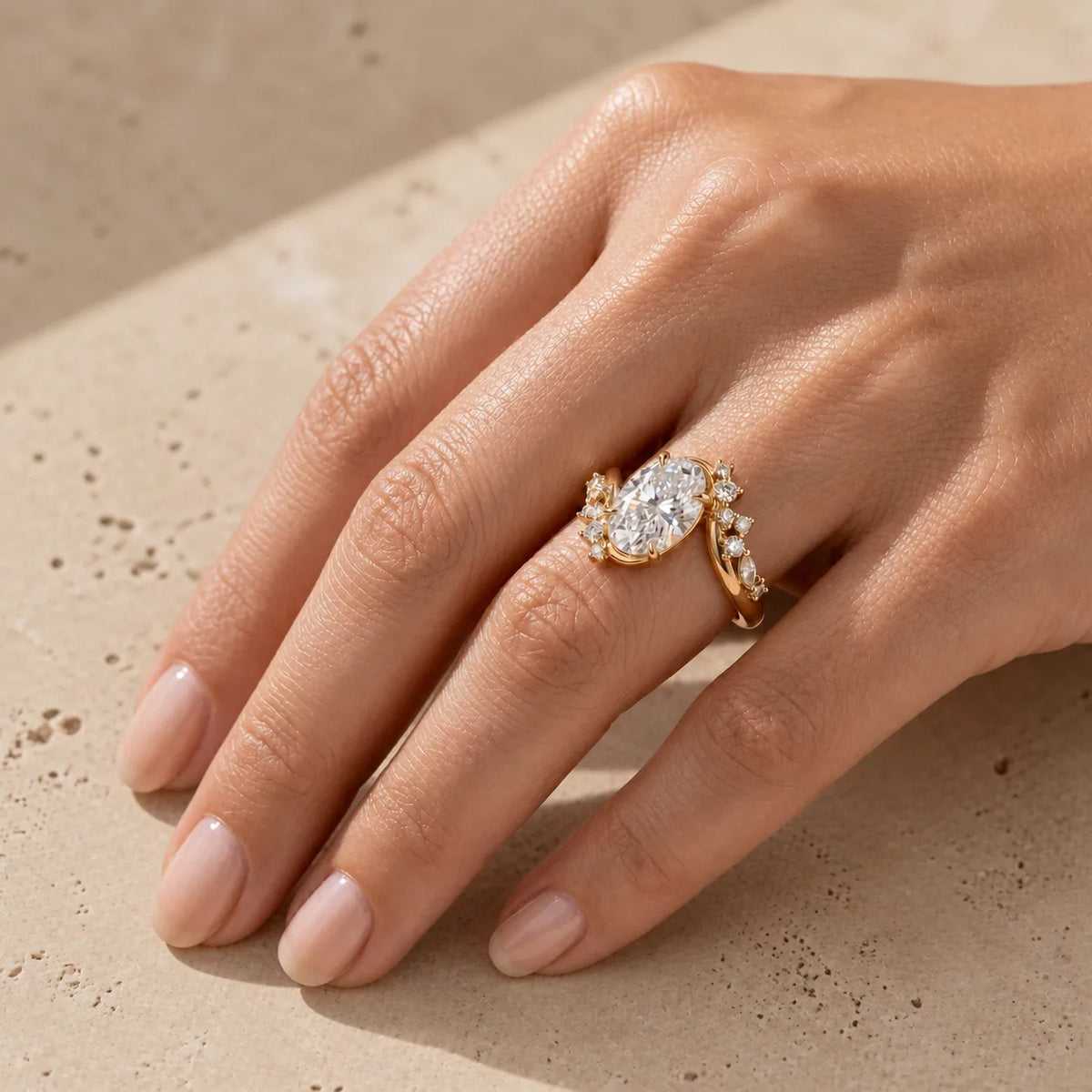 3 CT Oval Lab-Grown Diamond Bypass Engagement Ring