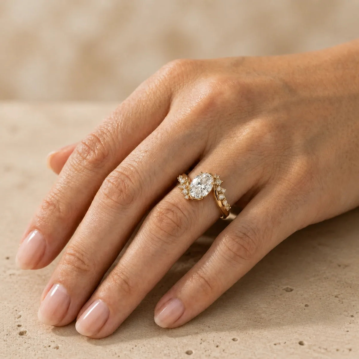 3 CT Oval Lab-Grown Diamond Bypass Engagement Ring