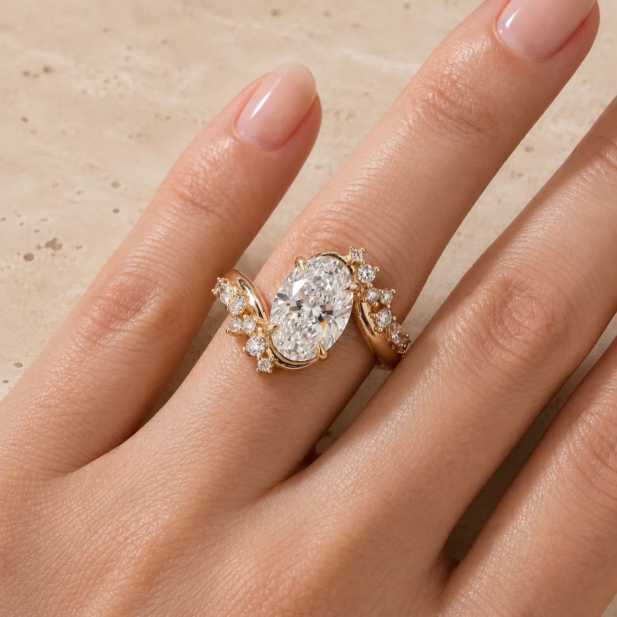 3 CT Oval Lab-Grown Diamond Bypass Engagement Ring