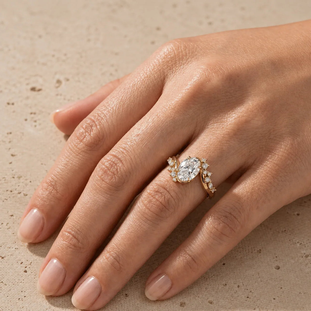 3 CT Oval Lab-Grown Diamond Bypass Engagement Ring