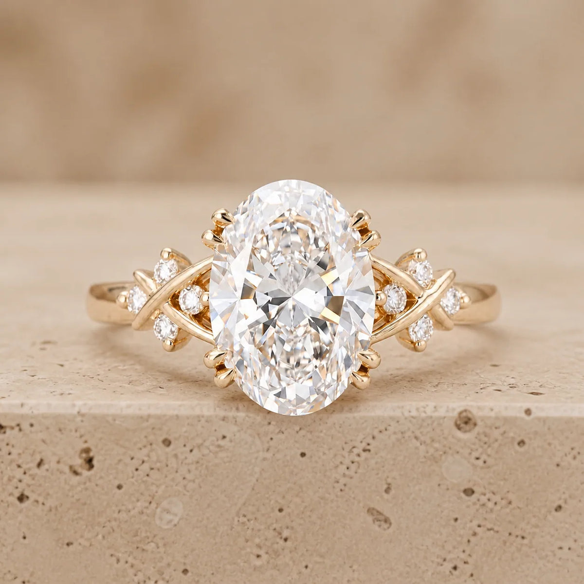 3 CT Oval Lab-Grown Diamond Cluster Engagement Ring