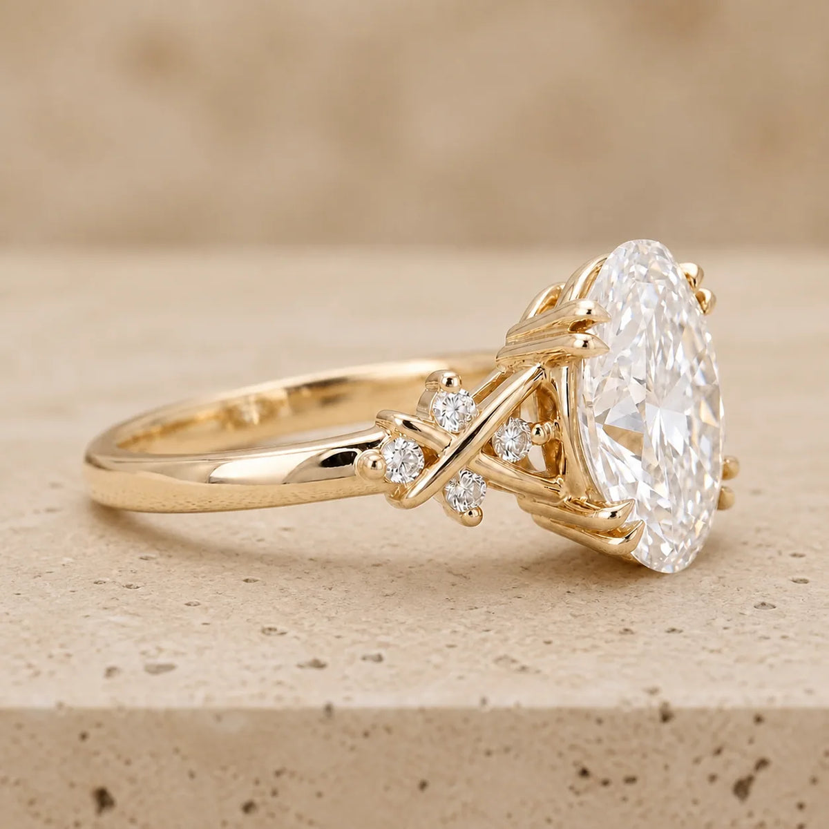 3 CT Oval Lab-Grown Diamond Cluster Engagement Ring