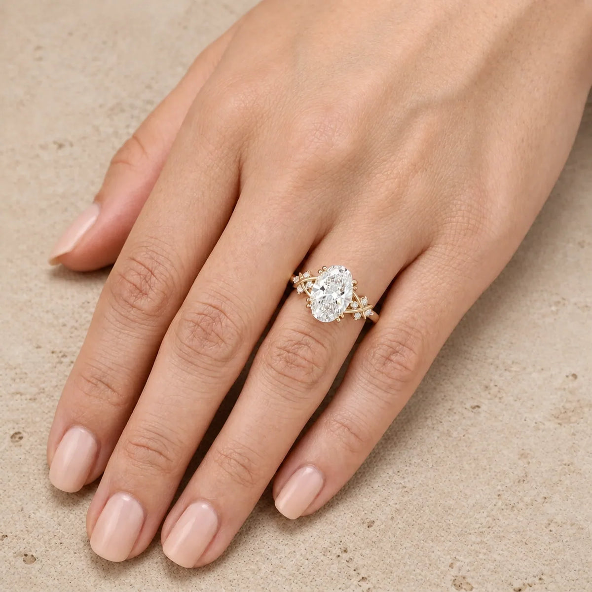 3 CT Oval Lab-Grown Diamond Cluster Engagement Ring