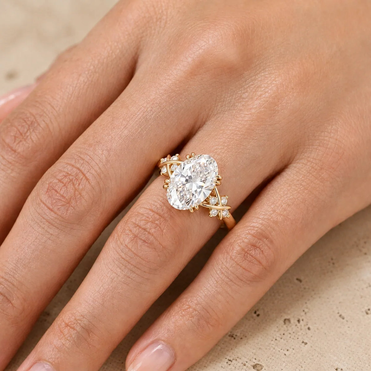 3 CT Oval Lab-Grown Diamond Cluster Engagement Ring