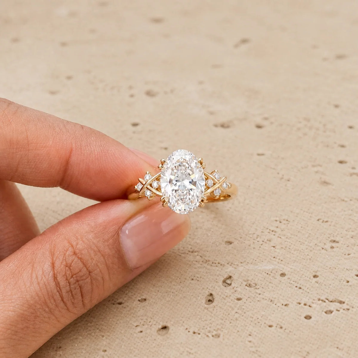 3 CT Oval Lab-Grown Diamond Cluster Engagement Ring